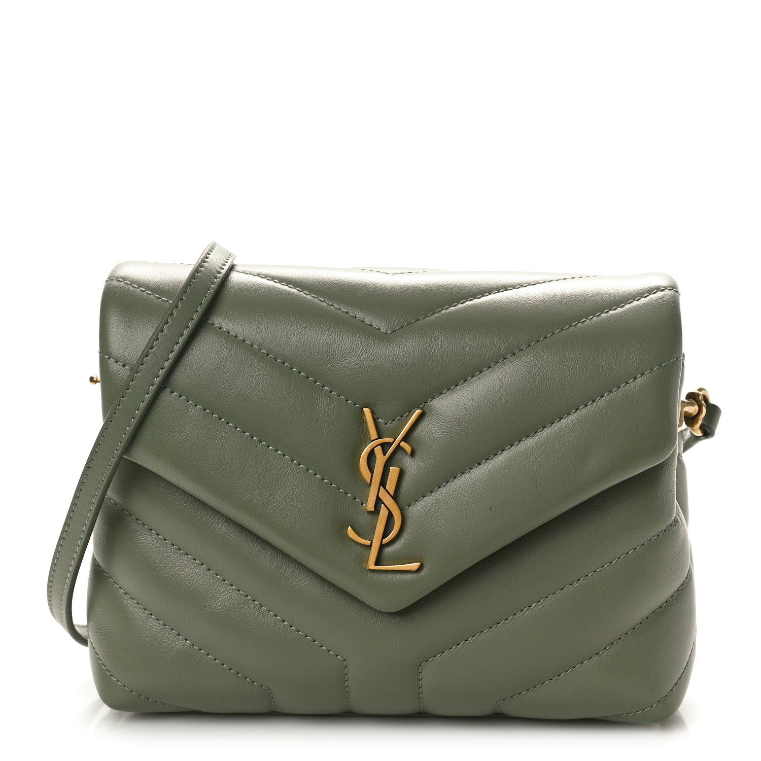 Saint Laurent Calfskin Y Quilted Monogram Toy Loulou Crossbody Bag Light Sage 1 of 10