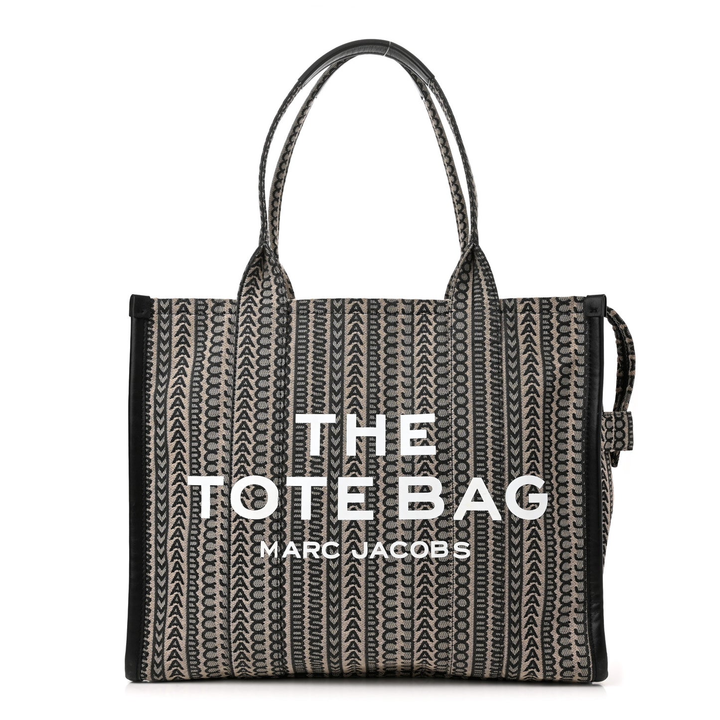 Cotton Jacquard Monogram Large The Traveler Tote Bag Beige Multicolor