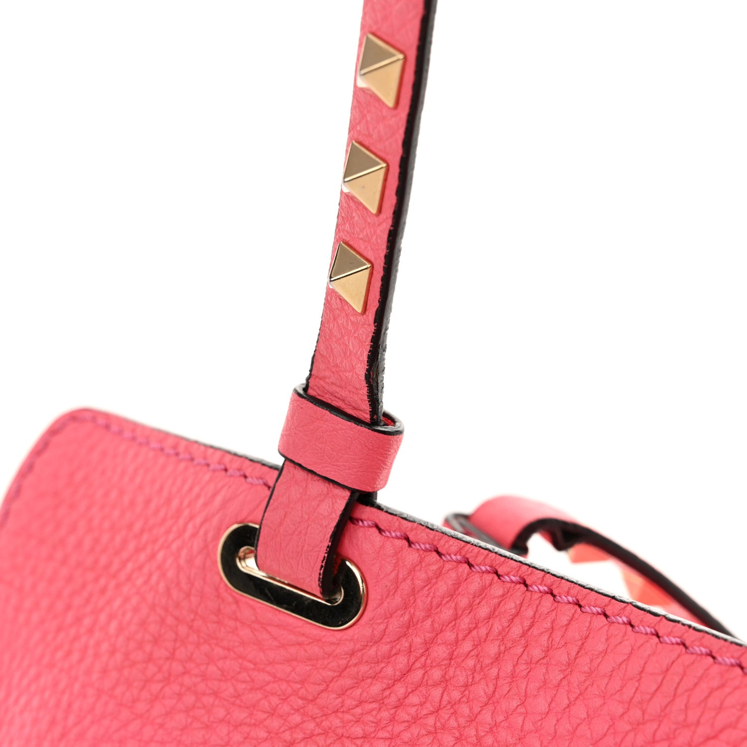 Valentino Garavani Pebbled Calfskin Medium Rockstud Tote Fuxia Fluo 12 of 12