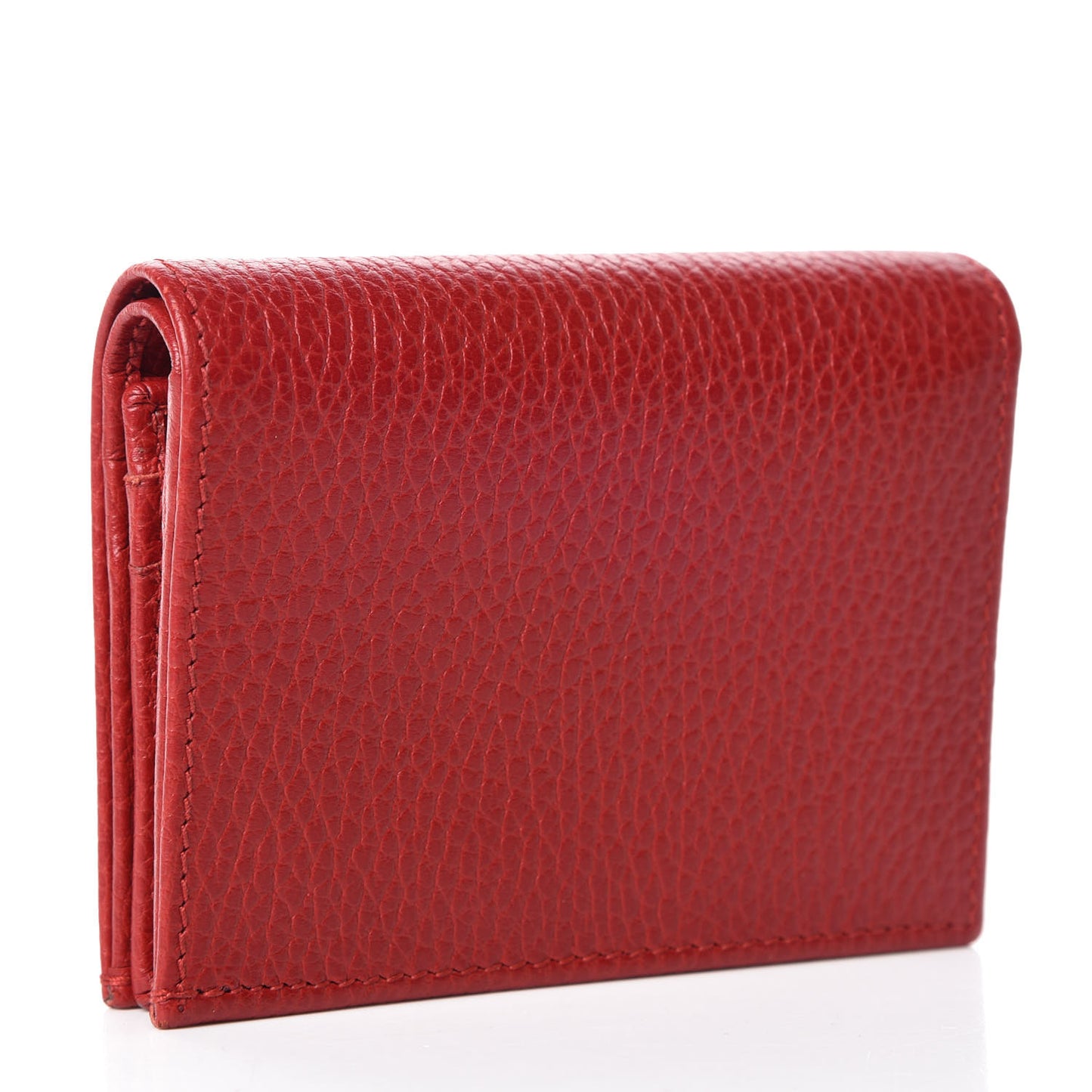 Pebbled Calfskin GG Marmont Card Case Hibiscus Red