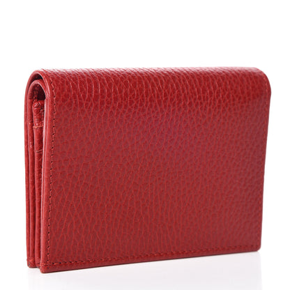 Gucci Pebbled Calfskin GG Marmont Card Case Hibiscus Red 3 of 10