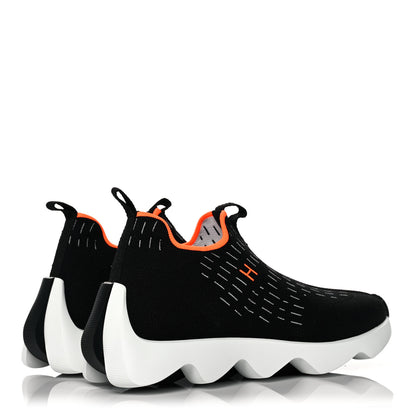 Hermes Technical Canvas Goatskin Womens Eclair Sneakers 38.5 Black 4 of 8