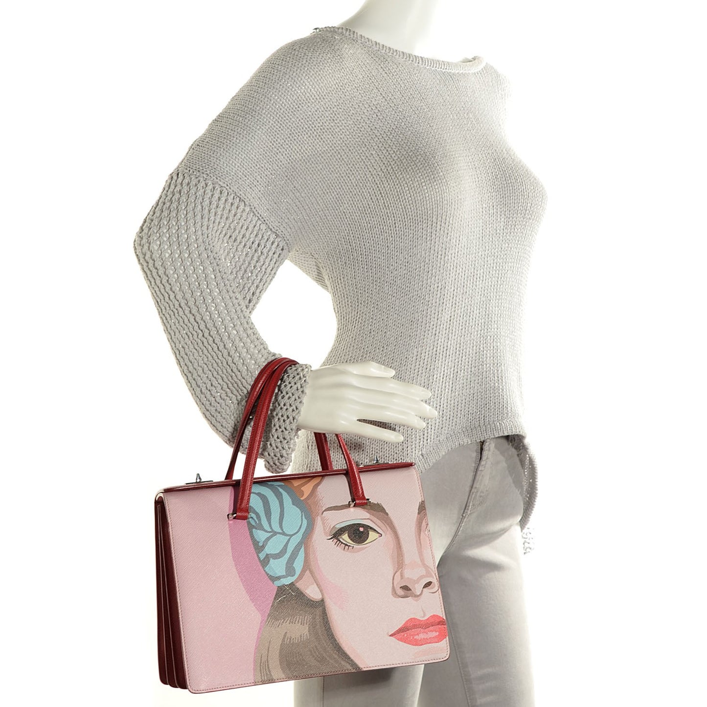 Saffiano Print Makeup Face Tote Alabastro Fuoco