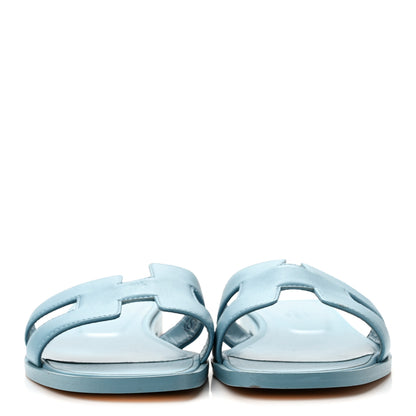 Hermes Box Calfskin Oran Sandals 37 36 Light Bleu 3 of 10