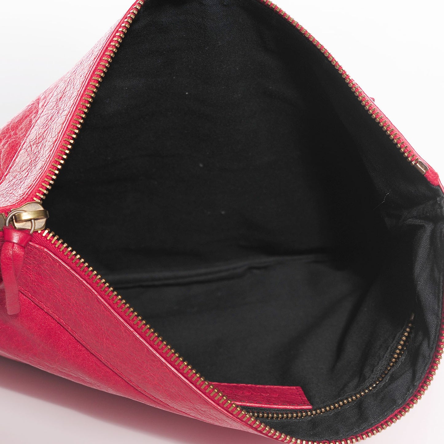 Agneau Classic Hardware Flat Handle Clutch Rouge Coquelicot