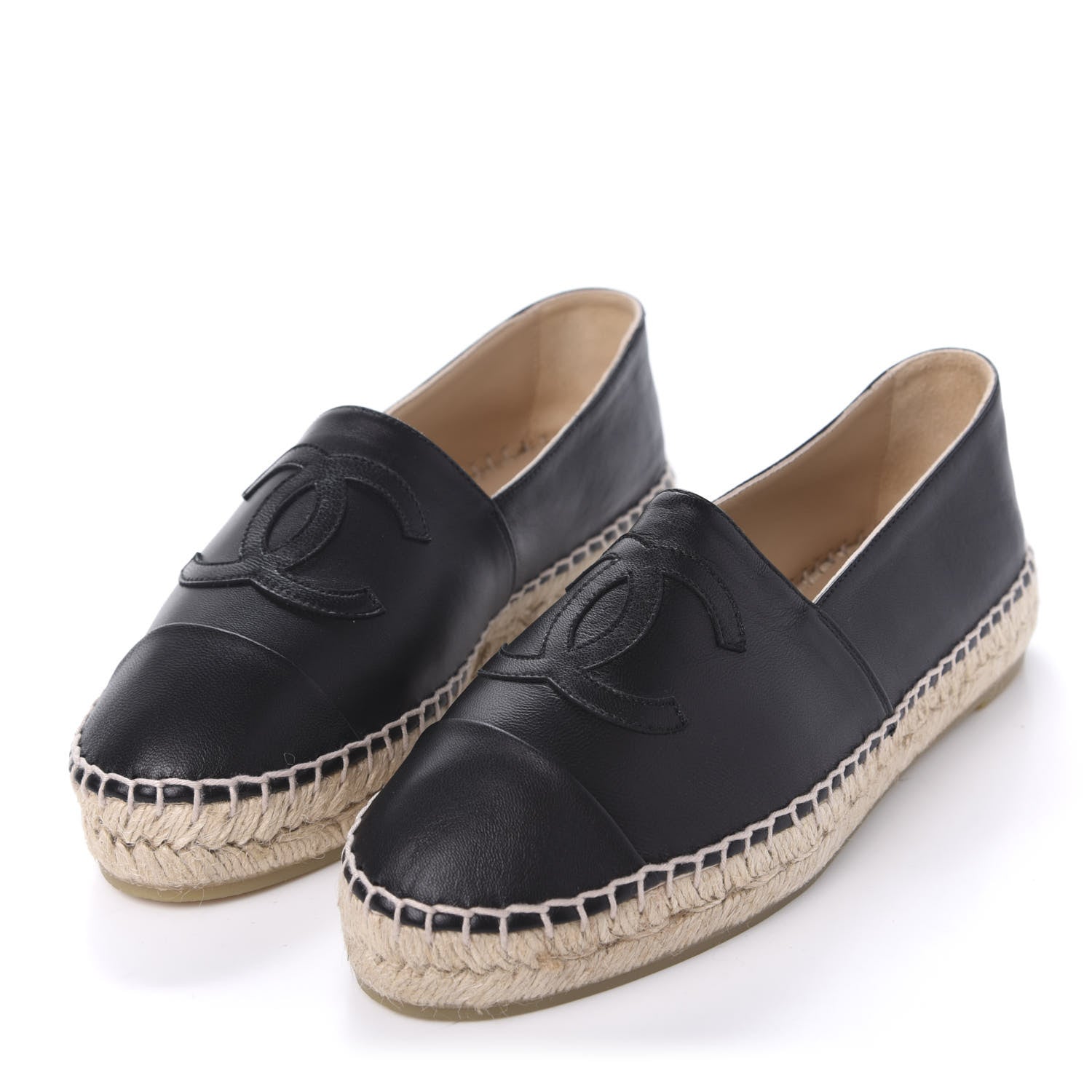 Chanel Lambskin CC Espadrilles 36 Black 3 of 9