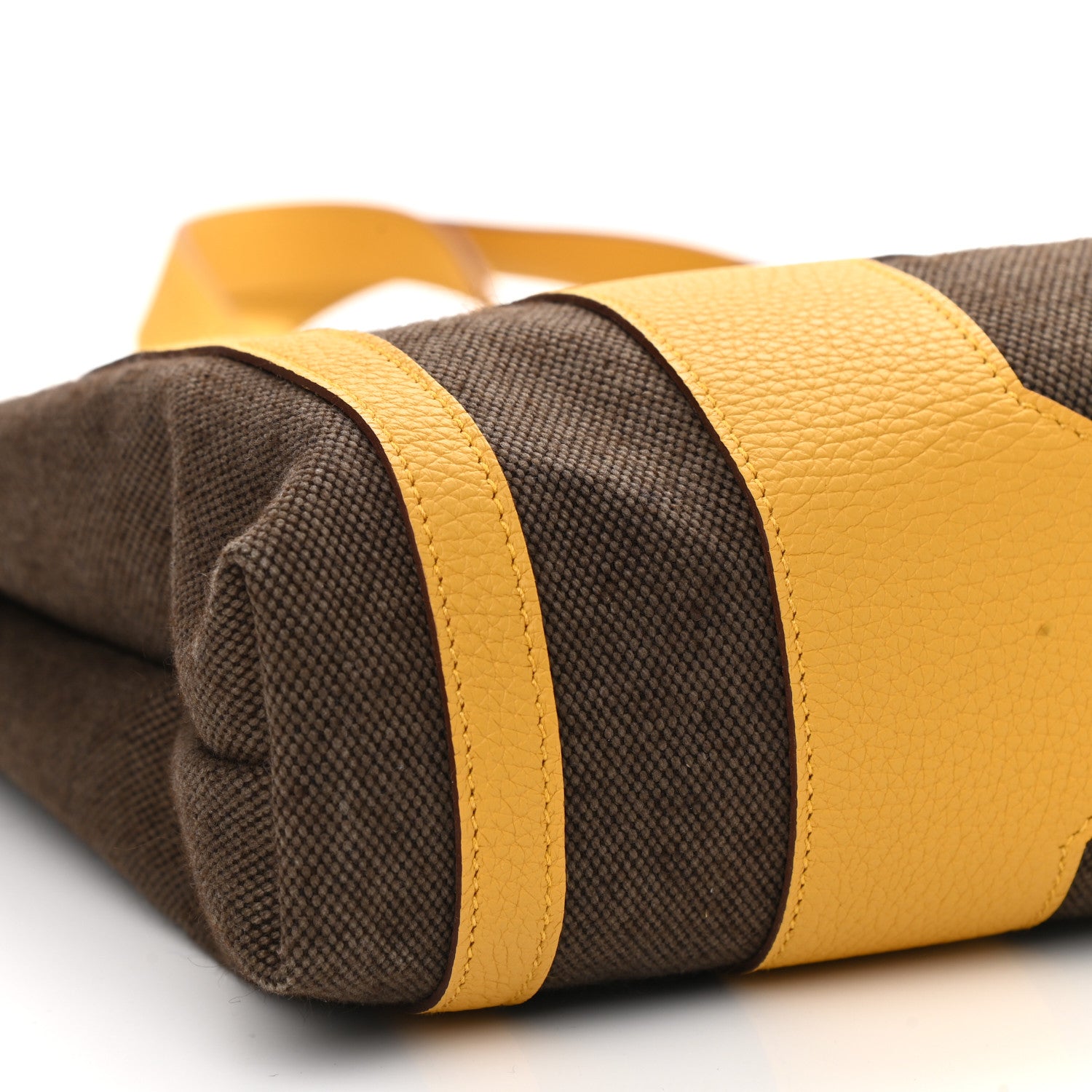 Hermes Canvas Calfskin Petit H Monsieur B Bag Jaune 8 of 9