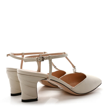 Gucci Nappa Charlotte Petite GG 55mm Slingback Pumps 40 New Mystic White 5 of 8