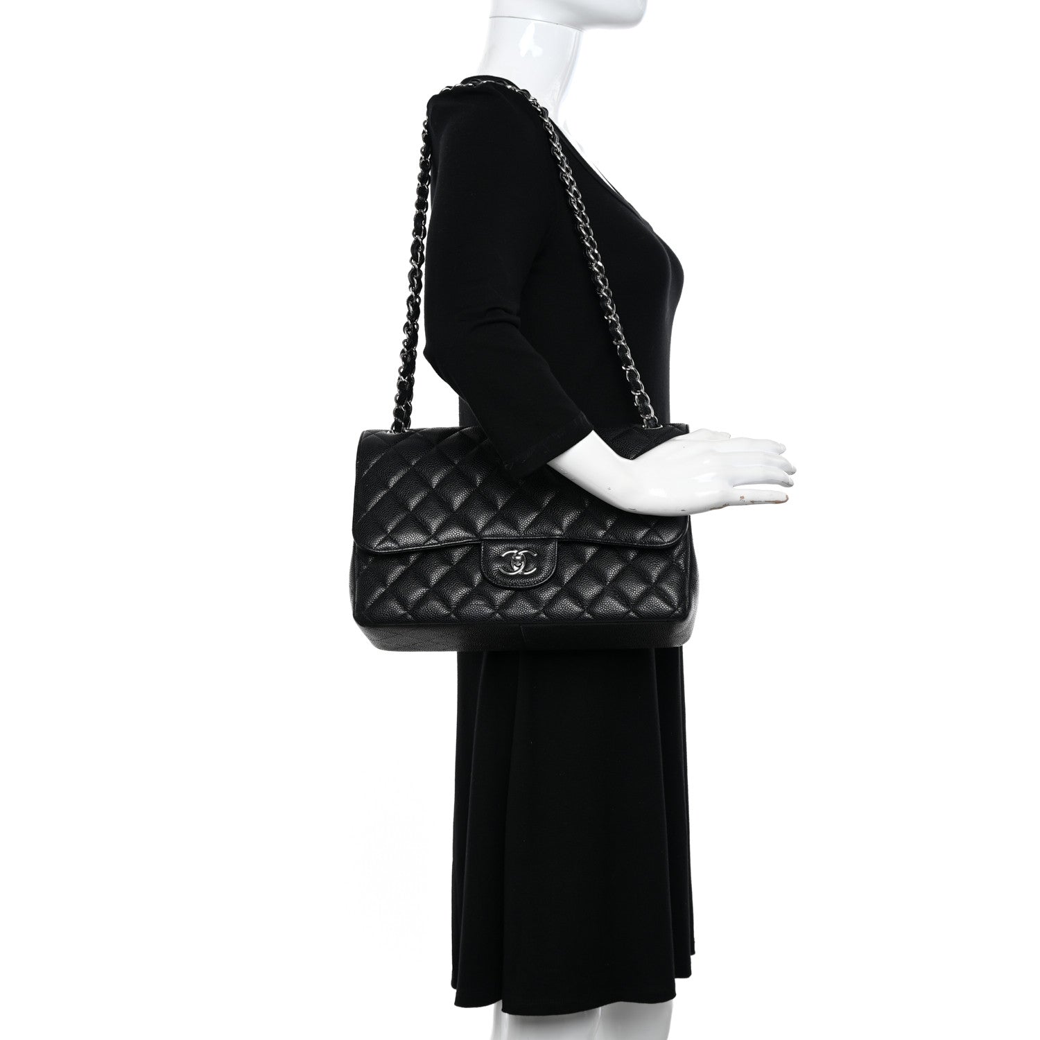 Chanel Caviar Quilted Jumbo Double Flap Black 2 of 11