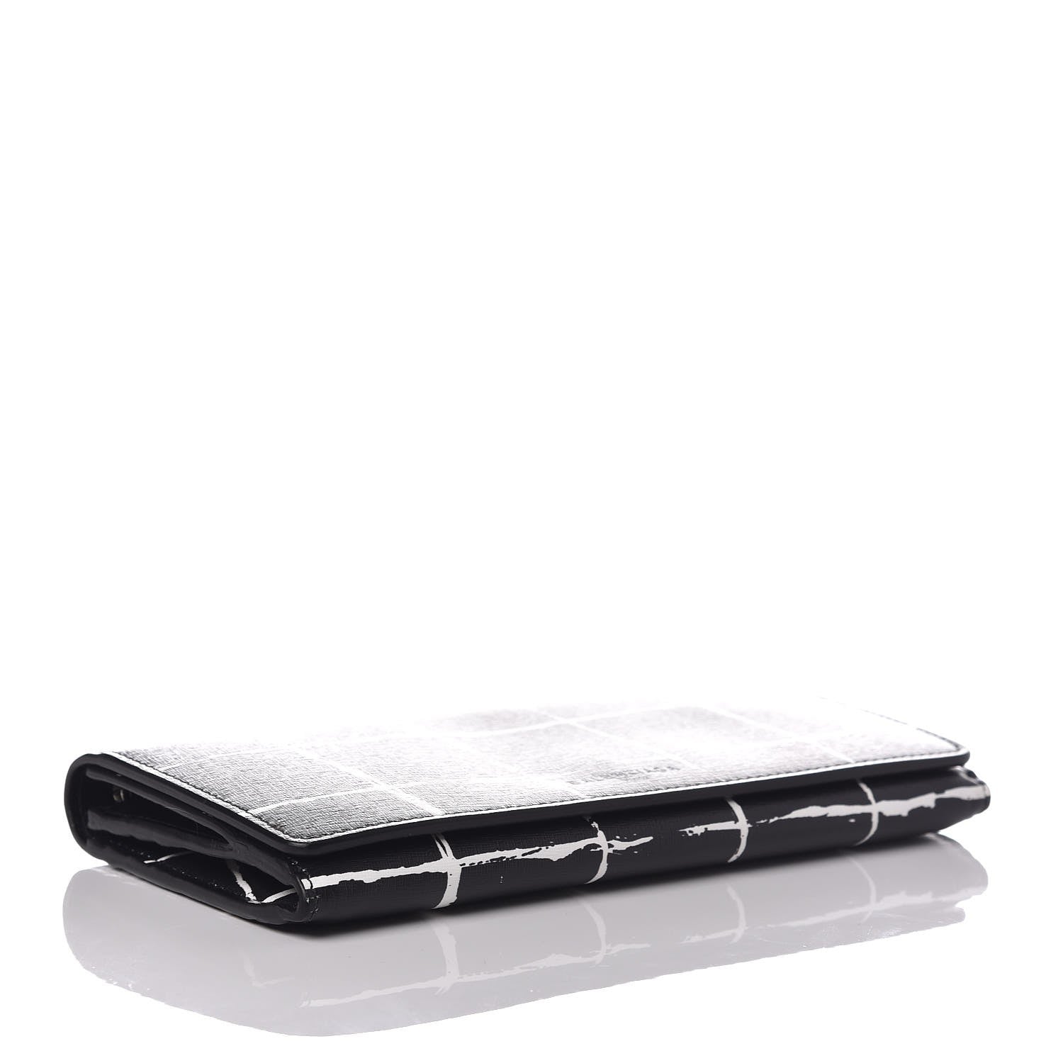 Balenciaga Saffiano Square Check Wallet Black White 4 of 8