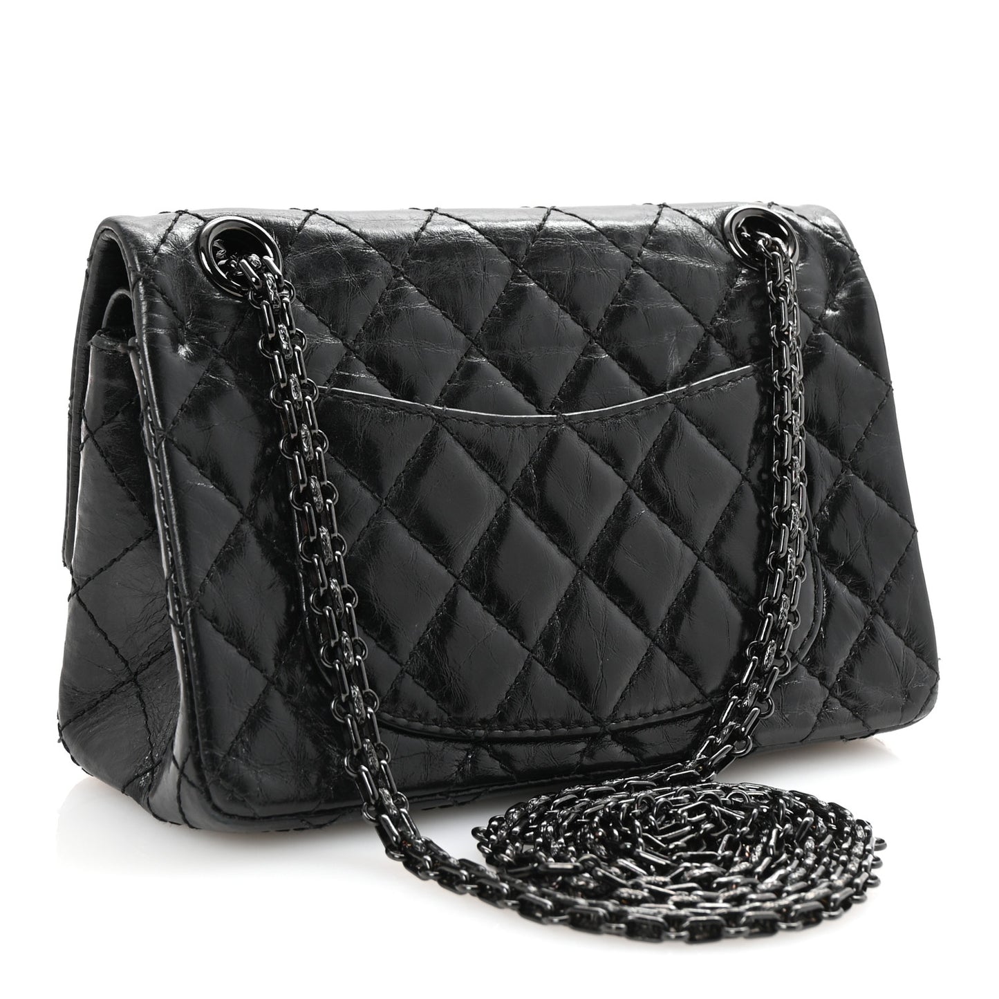 Aged Calfskin Quilted 2.55 Reissue Mini Flap So Black