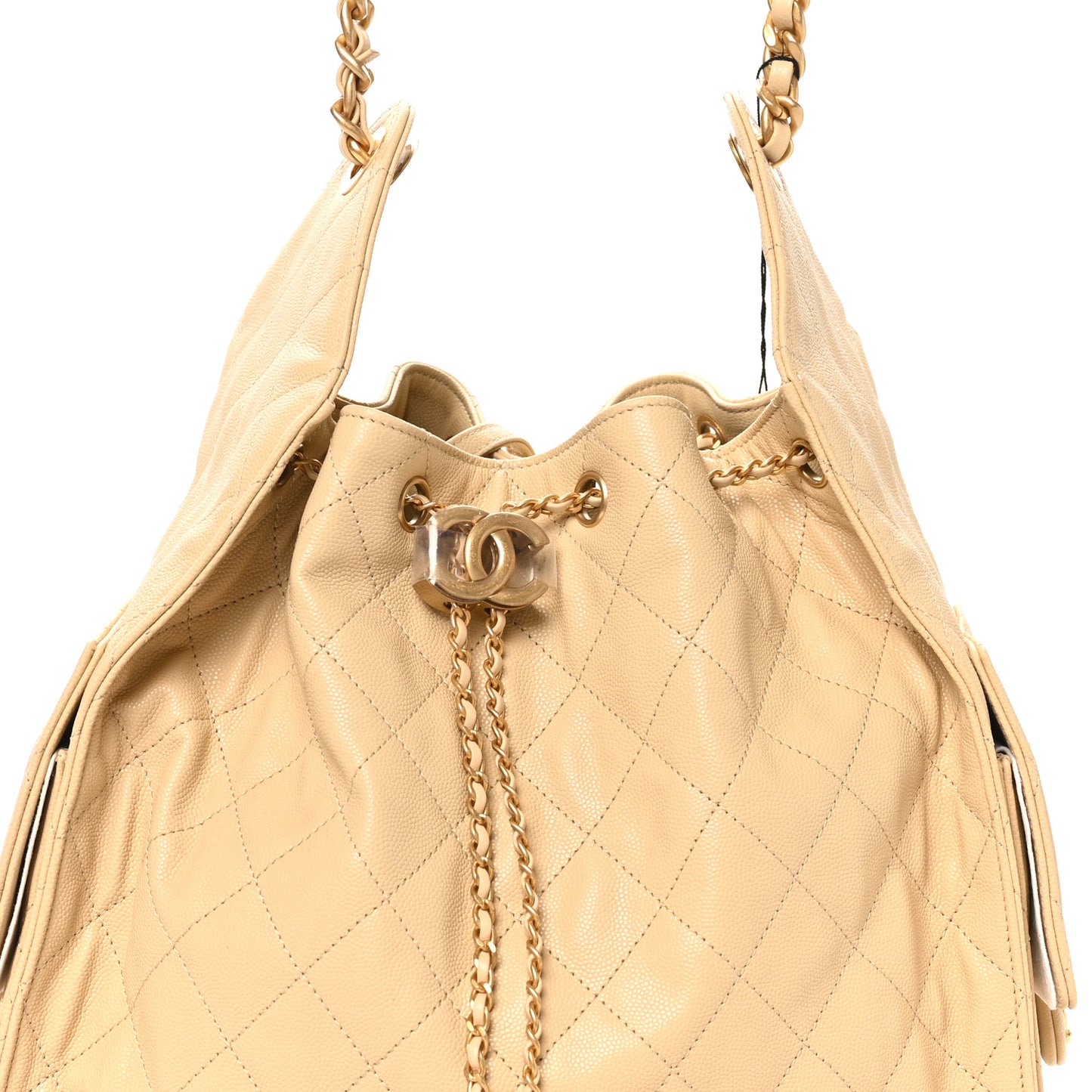 Caviar Quilted Medium Chanel 25 Handbag Beige