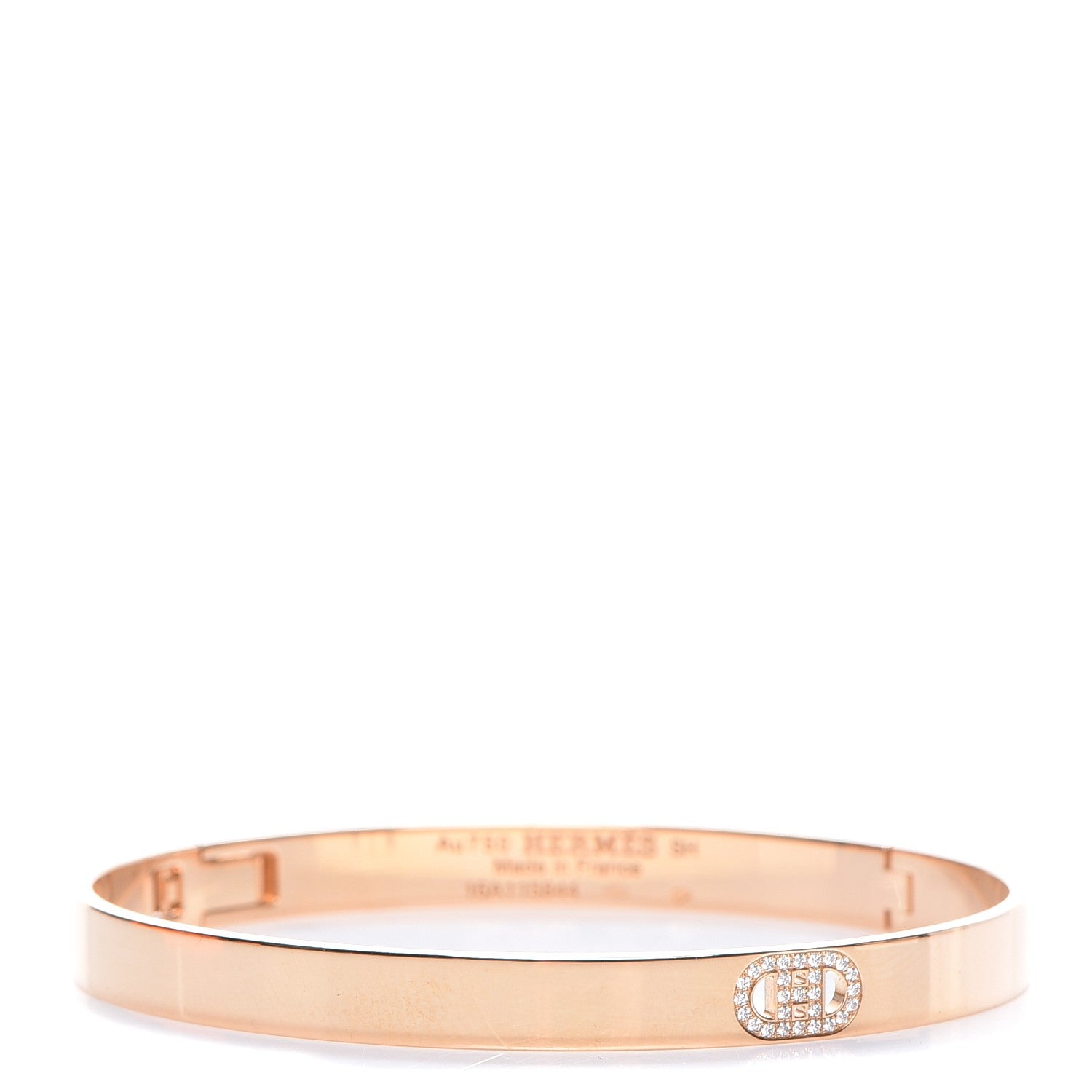 Hermes 18K Rose Gold Diamond PM H D'Ancre Bracelet SH 1 of 7