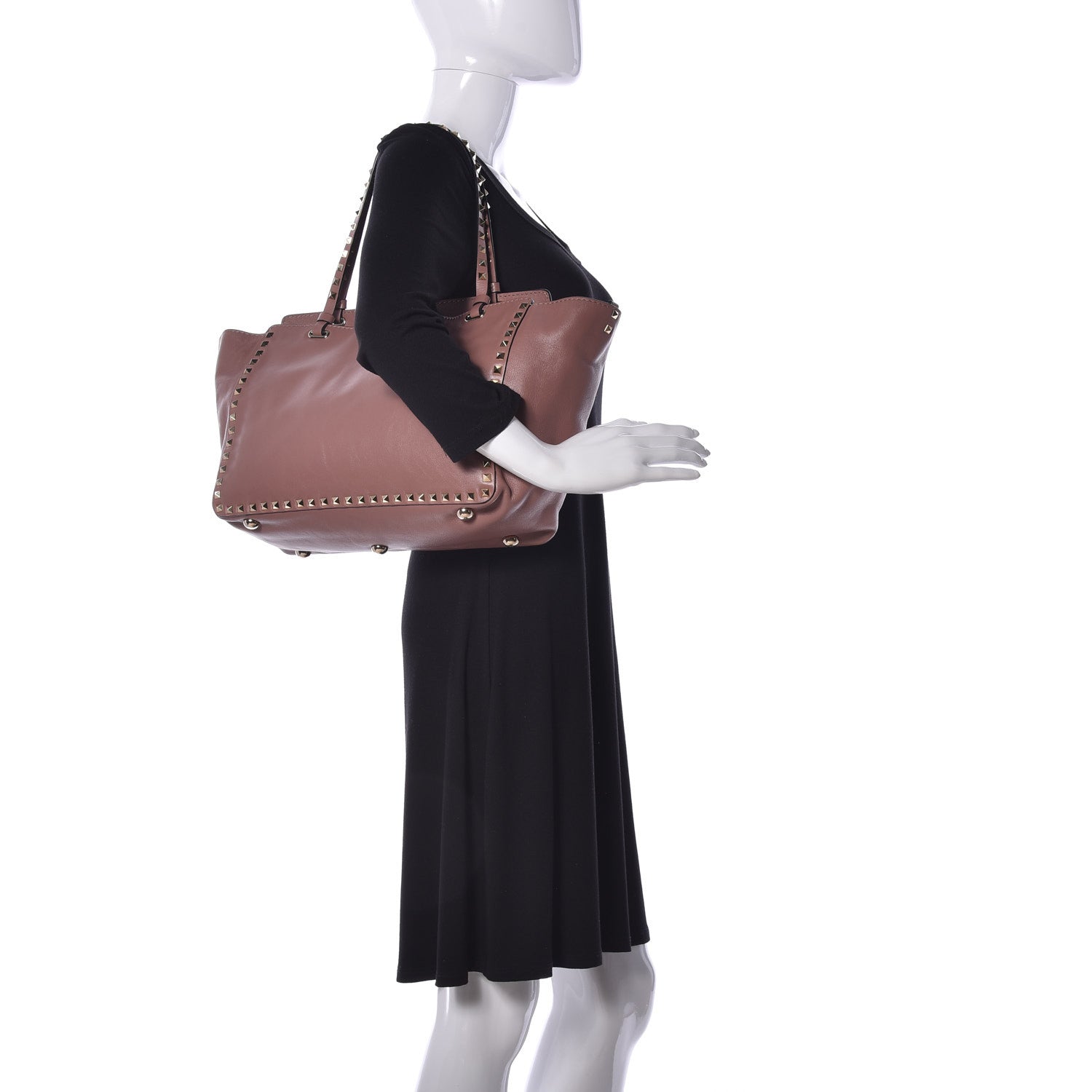 Valentino Garavani Vitello Medium Rockstud Tote Blush 3 of 9
