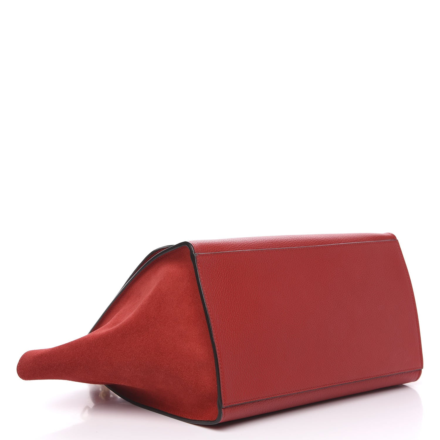 Celine Drummed Calfskin Suede Medium Trapeze Vermillion 5 of 9