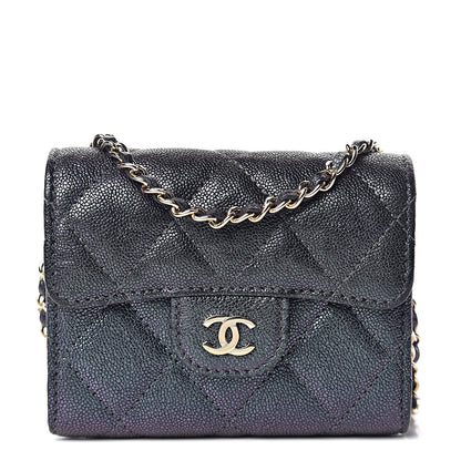 Chanel Iridescent Caviar Quilted Flap Card Holder On Chain Black 1 of 9