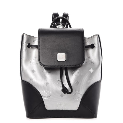 MCM Metallic Monogram Claudia Backpack Silver Black 1 of 10