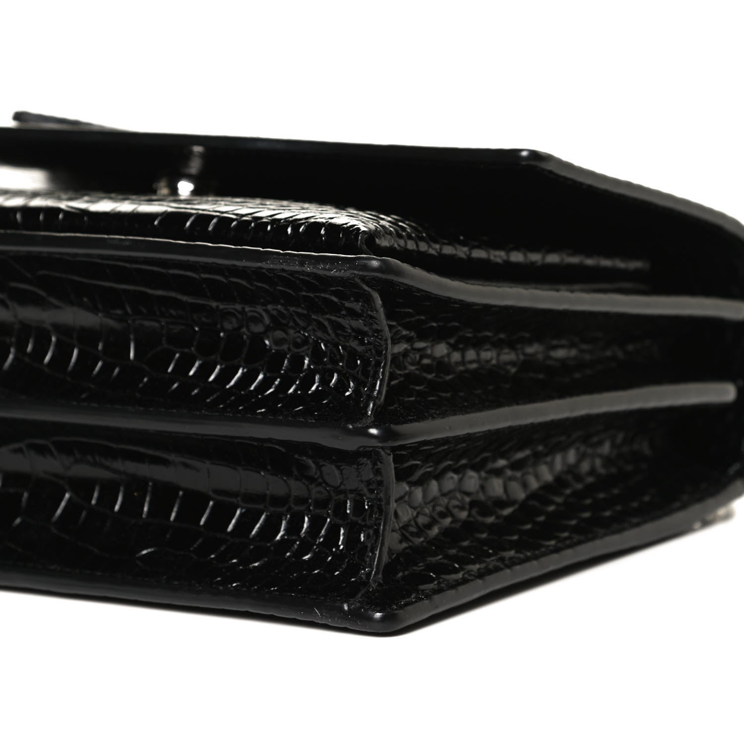 Saint Laurent Calfskin Crocodile Embossed Medium Monogram Sunset Black 12 of 13