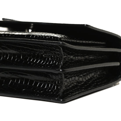Saint Laurent Calfskin Crocodile Embossed Medium Monogram Sunset Black 12 of 13