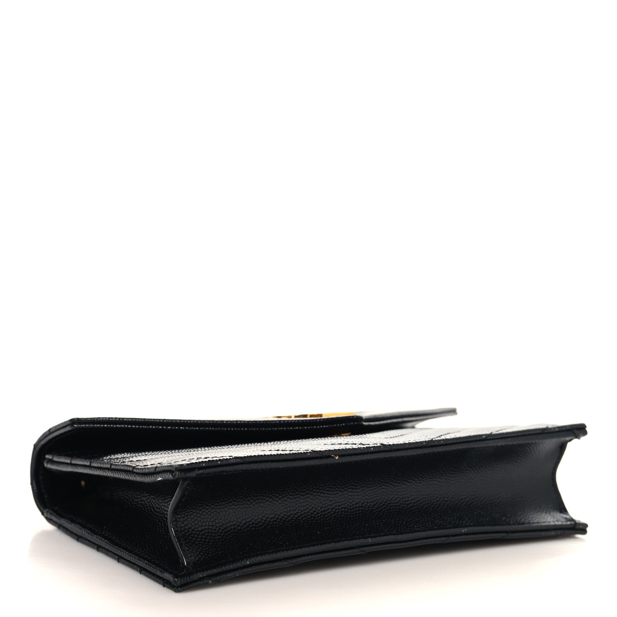 Grain De Poudre Matelasse Chevron Monogram Envelope Chain Wallet Black