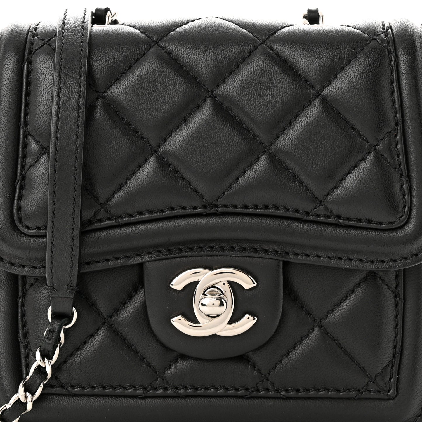 Lambskin Quilted Mini Graphic Flap Bag Black White