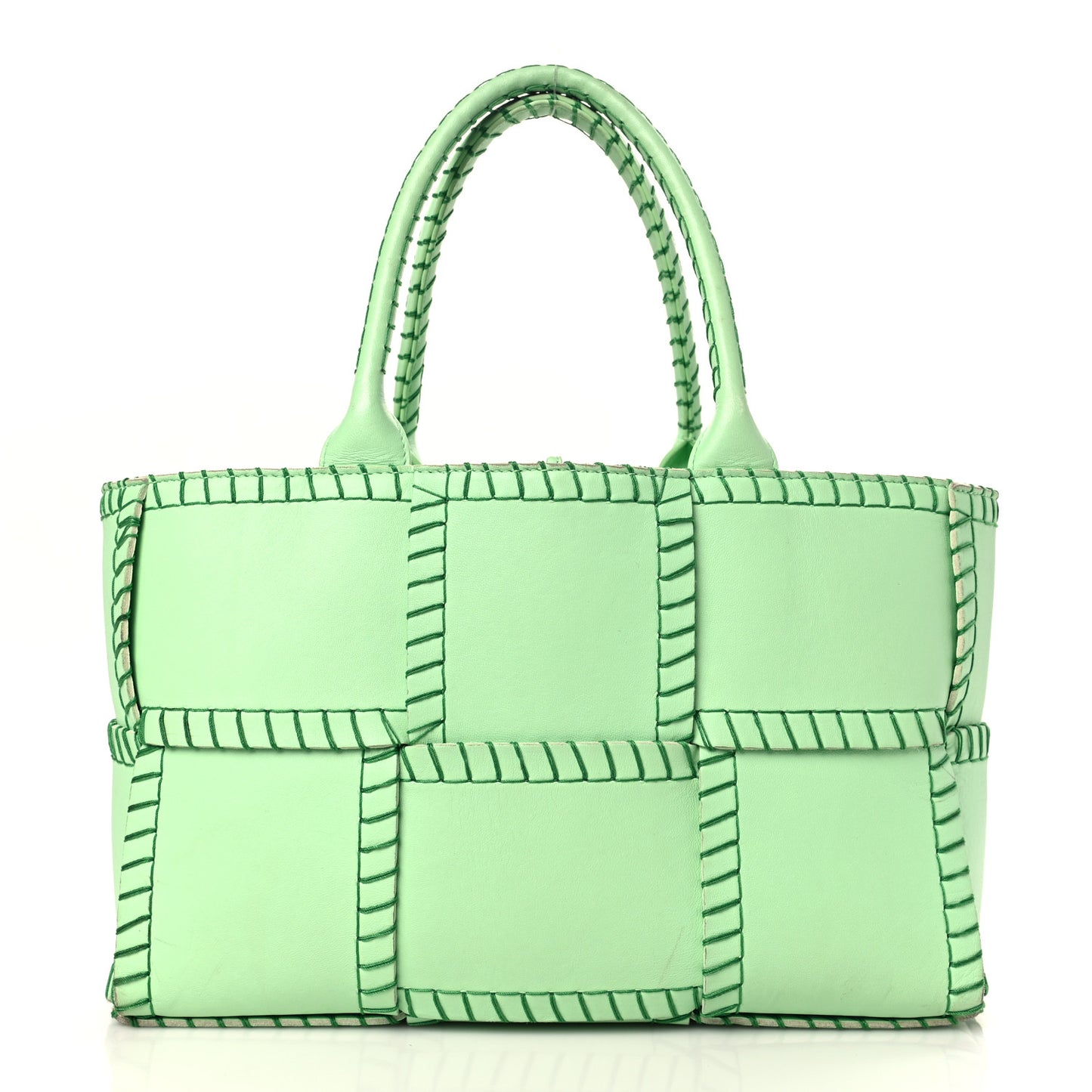Nappa Maxi Intrecciato Overlock Stitched Small Arco Tote Wasabi Parakeet