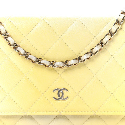 Chanel Cloudy Pearly Goatskin Quilted Wallet on Chain WOC Light Yellow 9 of 12