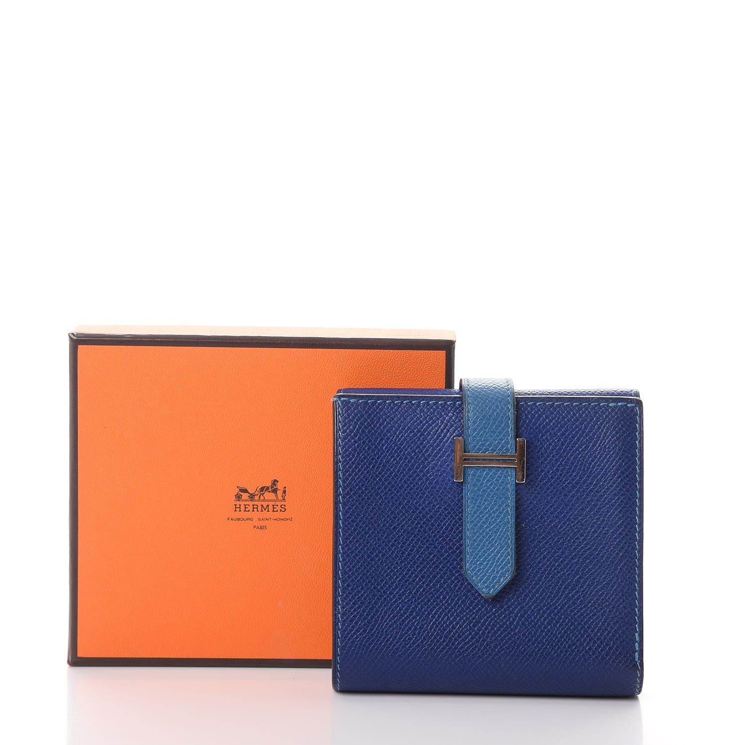 Hermes Epsom Bi-Color Bearn Recto Verso Wallet Bleu Electrique Mykonos 9 of 9