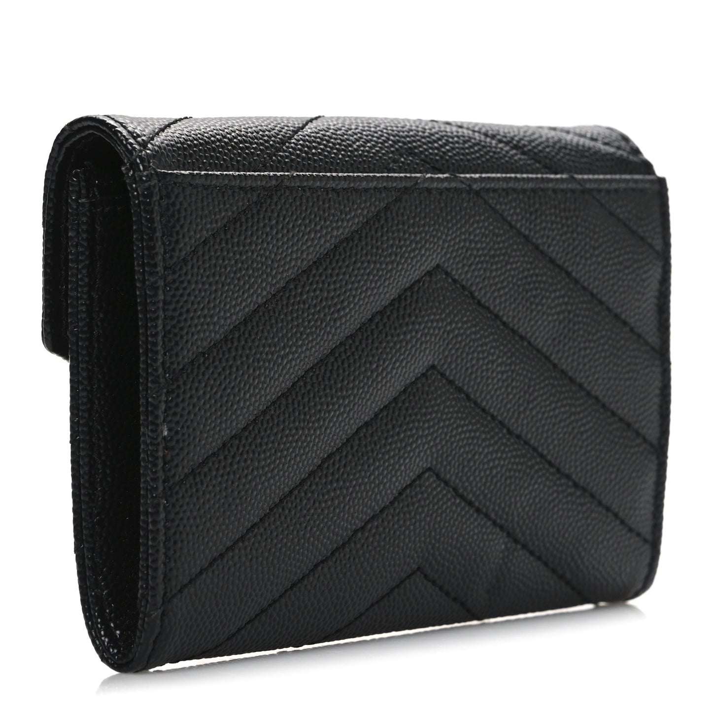 Grain De Poudre Matelasse Chevron Small Monogram Envelope Wallet Black