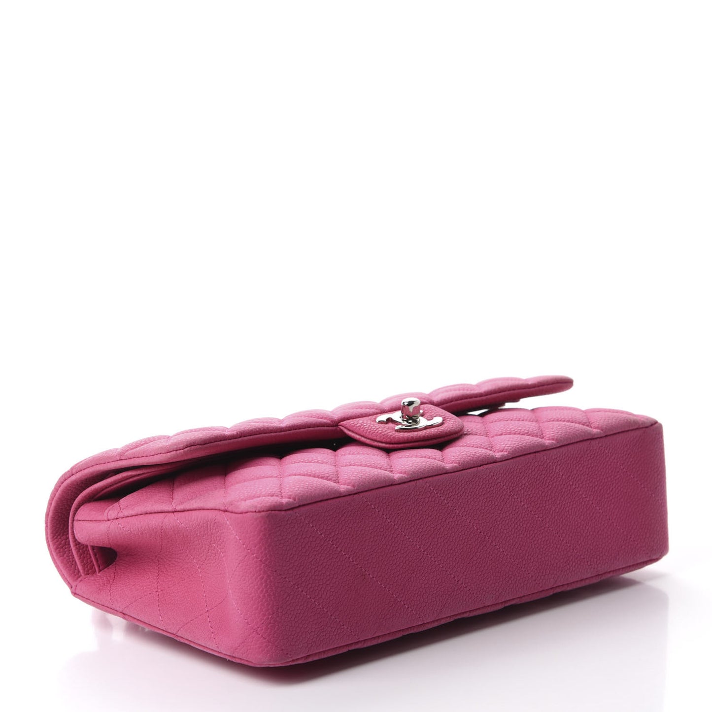 Iridescent Caviar Quilted Medium Double Flap Pink