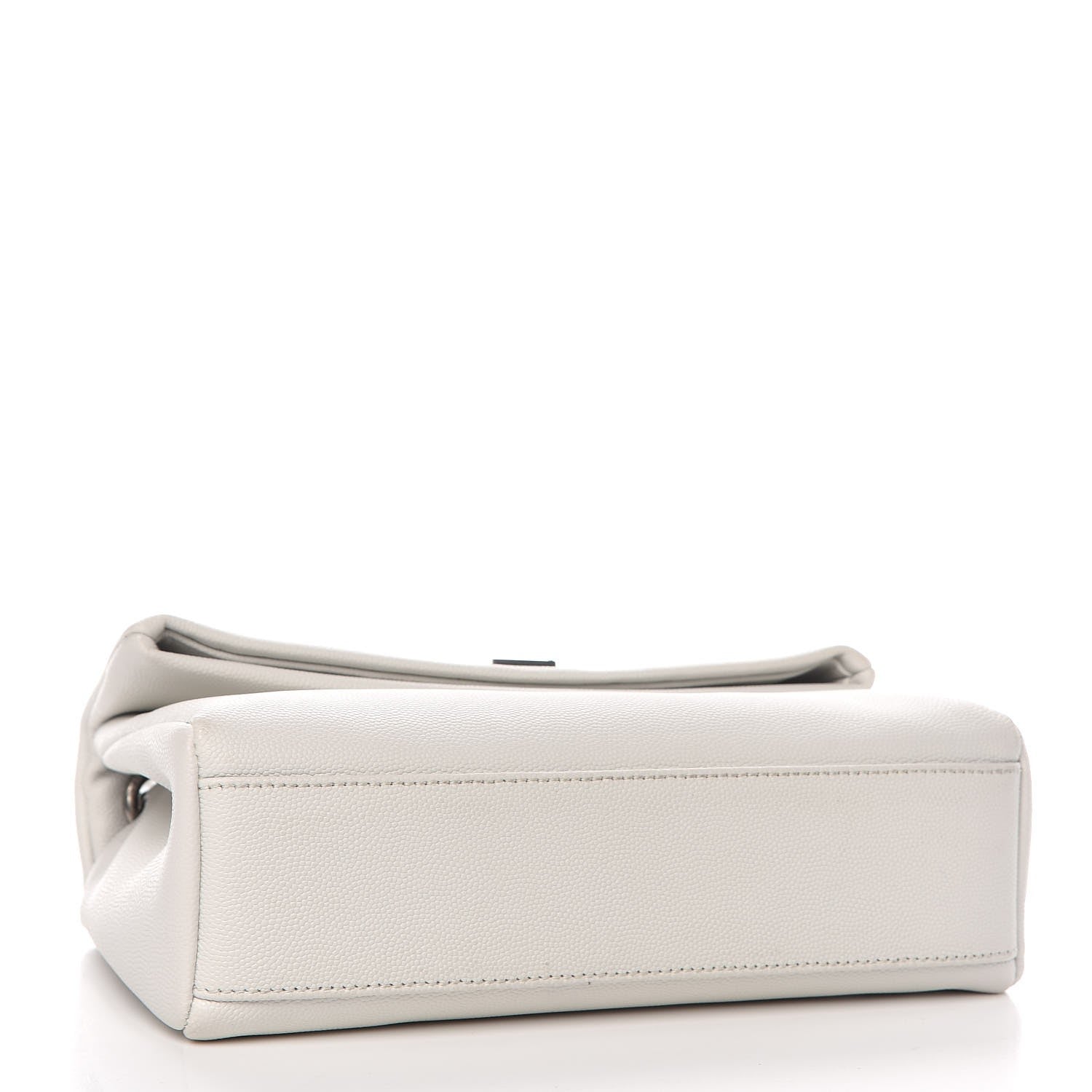 Saint Laurent Grain De Poudre Small West Hollywood Monogram Fold-Over Bag Pearl White 4 of 8