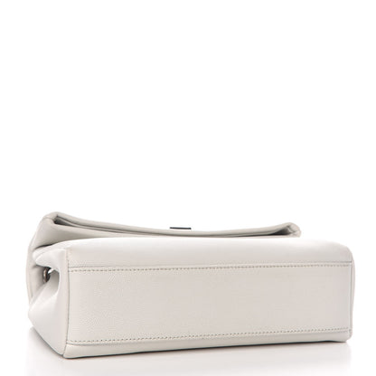 Saint Laurent Grain De Poudre Small West Hollywood Monogram Fold-Over Bag Pearl White 4 of 8