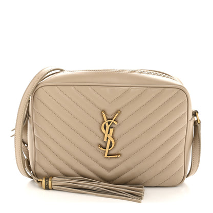 Saint Laurent Calfskin Matelasse Monogram Lou Camera Bag Dark Beige 1 of 13