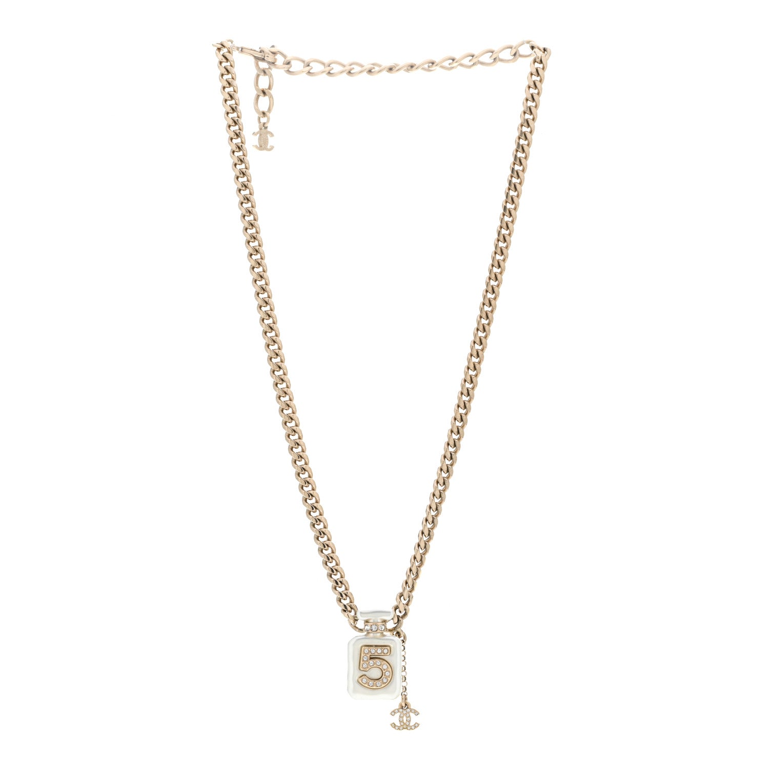 Chanel Resin Crystal CC No 5 Perfume Bottle Necklace 3 of 5