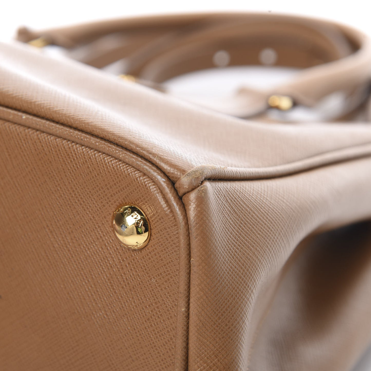 Saffiano Small Galleria Double Zip Tote Caramel
