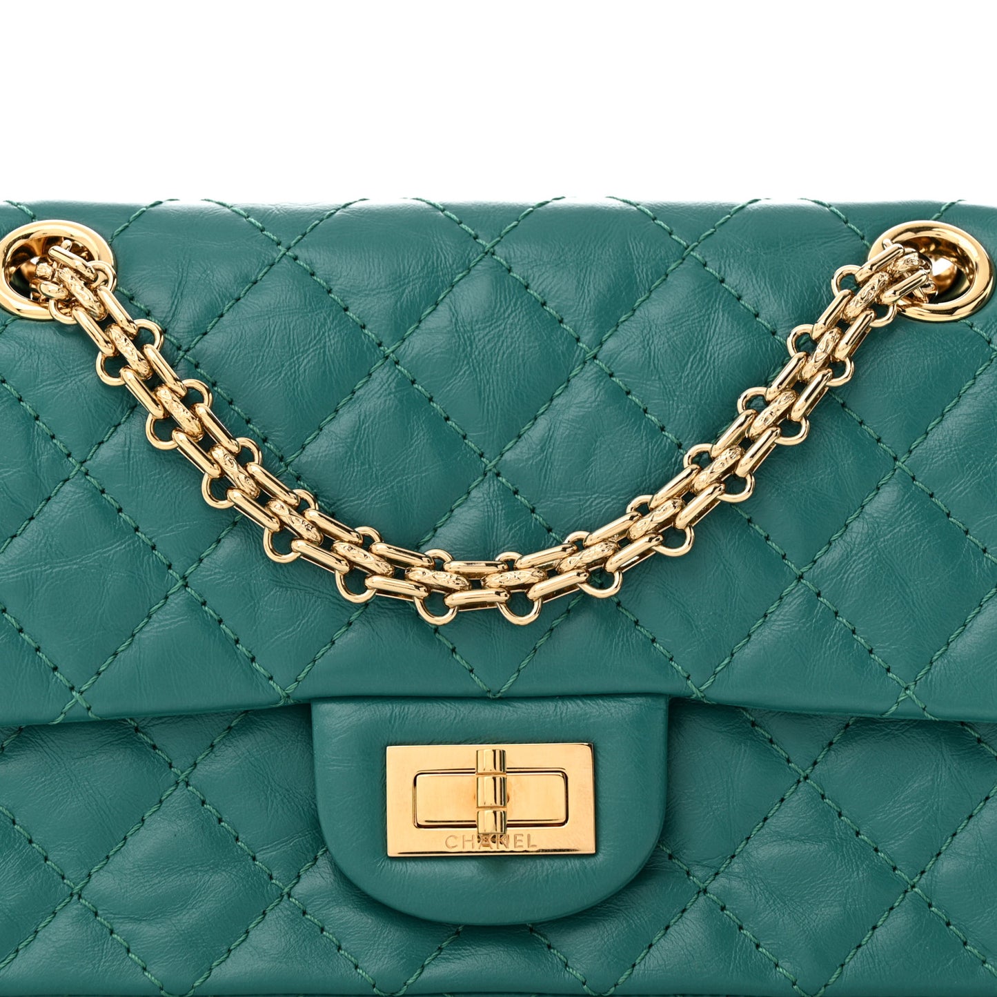 Aged Calfskin Quilted 2.55 Reissue Mini Flap Green