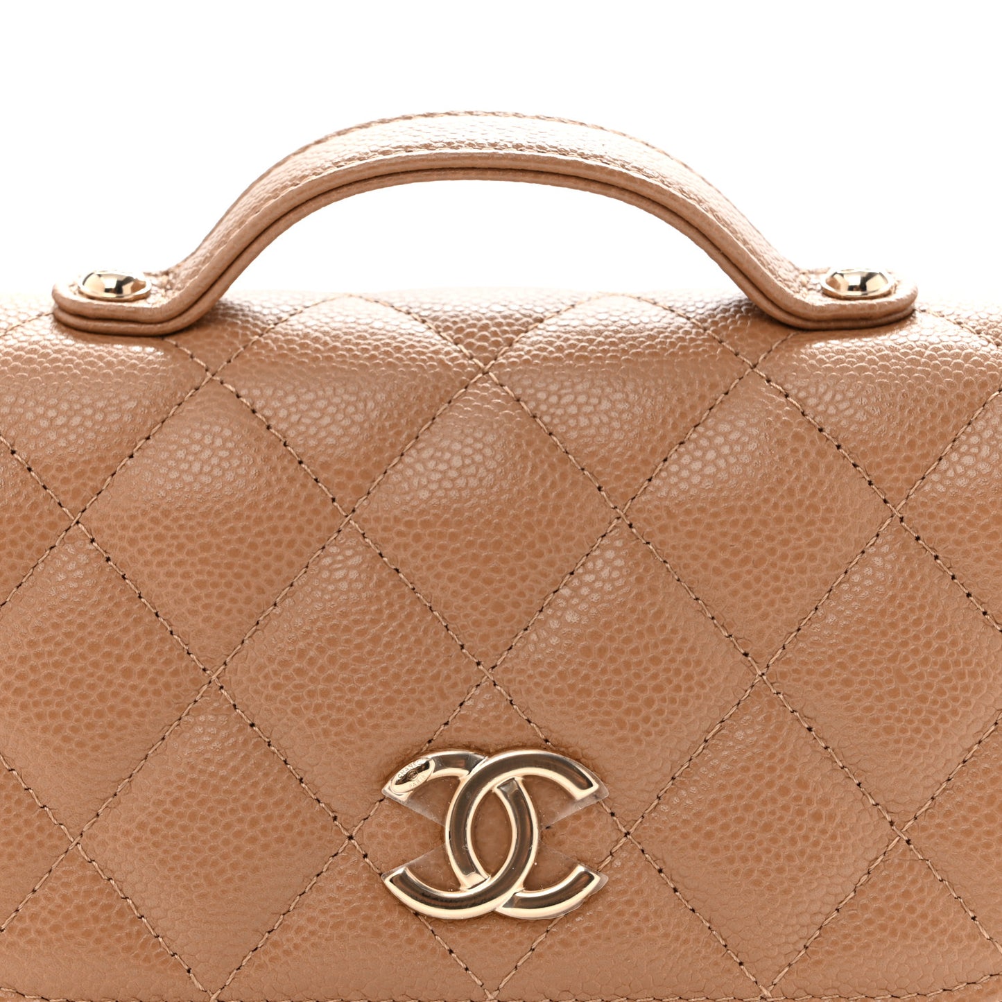 Caviar Quilted Business Affinity Clutch With Chain Flap Dark Beige