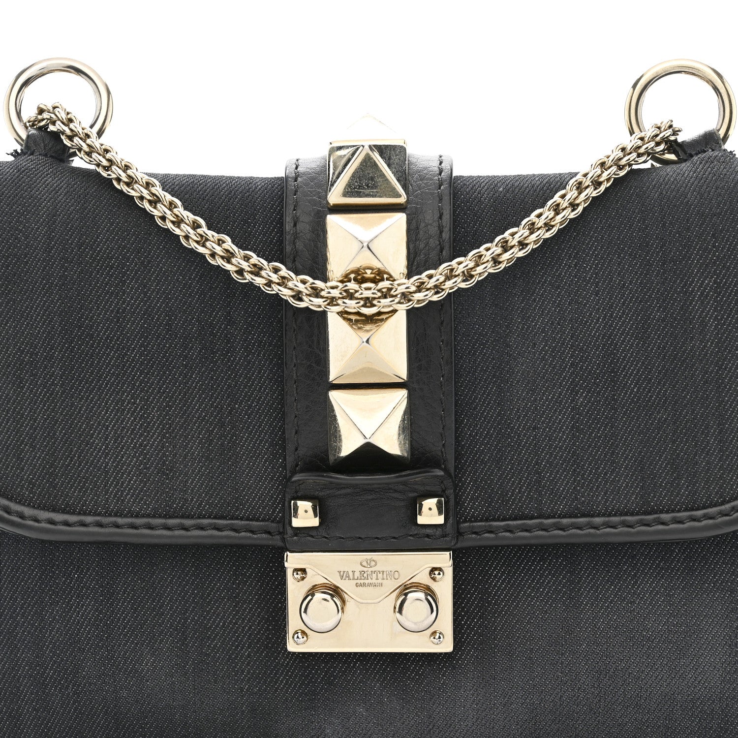 Valentino Garavani Denim Small Glam Lock Rockstud Flap Deep Denim 8 of 10