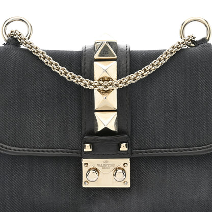 Valentino Garavani Denim Small Glam Lock Rockstud Flap Deep Denim 8 of 10