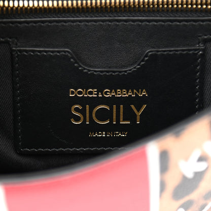 Dolce & Gabbana Dauphine Leopard Graffiti Print Medium Miss Sicily Satchel Black 5 of 10