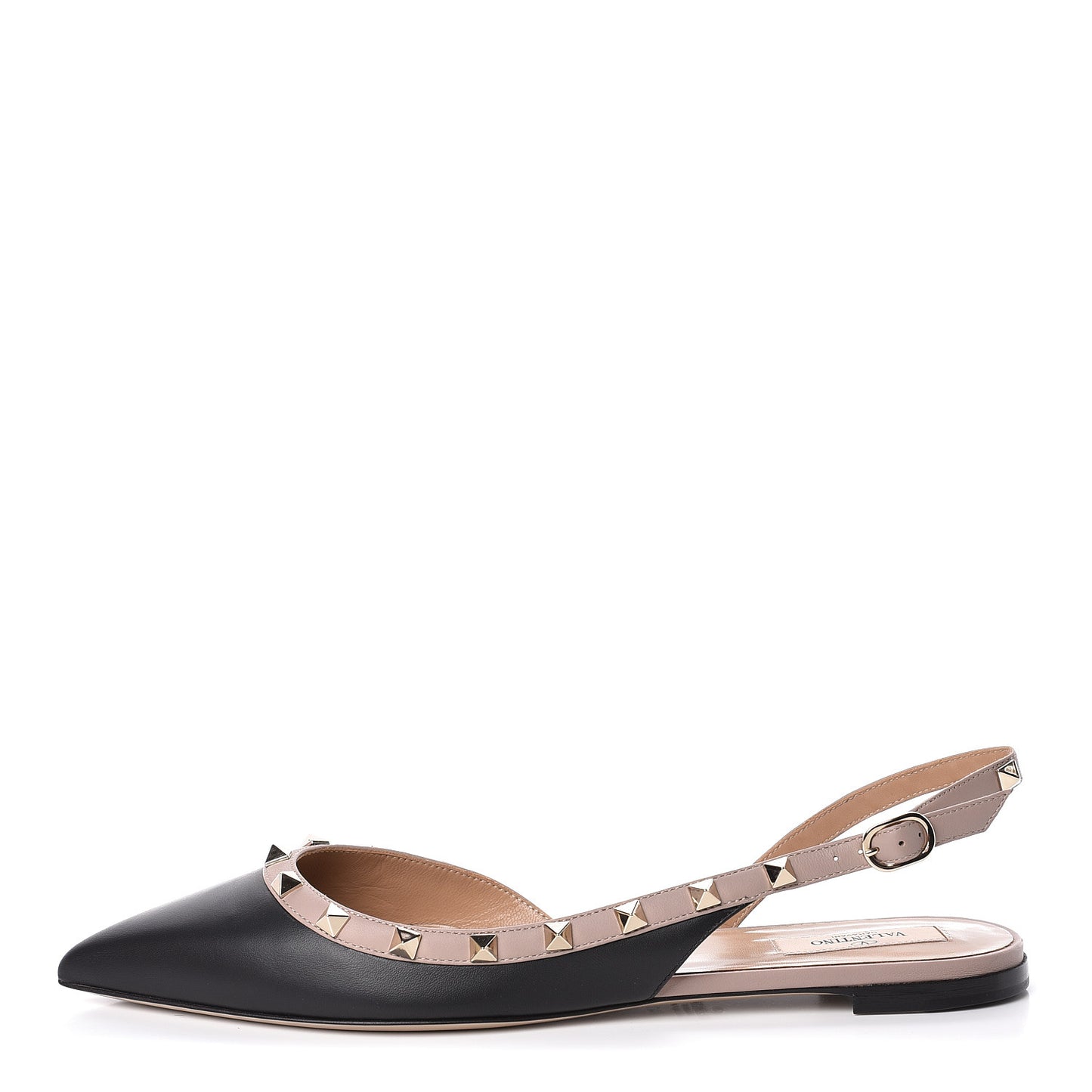 Nappa Rockstud Slingback Flats 41 Black Poudre