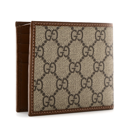 Gucci GG Supreme Monogram Azalea Calfskin Retro Interlocking G Bi-Fold Wallet Beige Ebony Brown Sugar 3 of 9