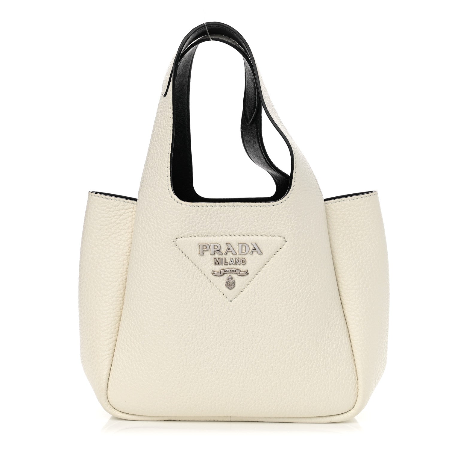 Prada Vitello Daino Soft Mini Dynamique Tote Talco Black 1 of 10