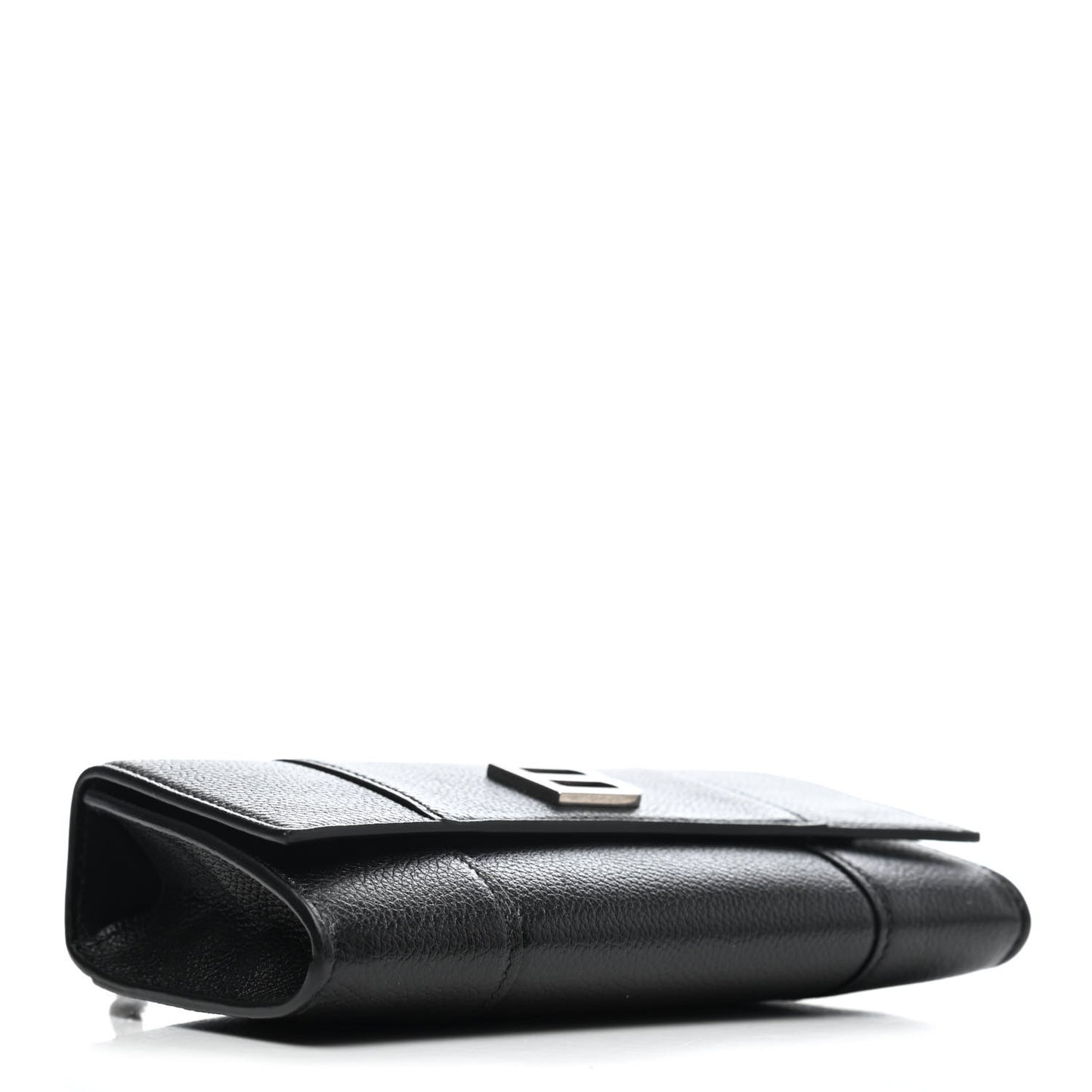 Grained Calfskin Hourglass Top Handle Crossbody Phone Holder Black