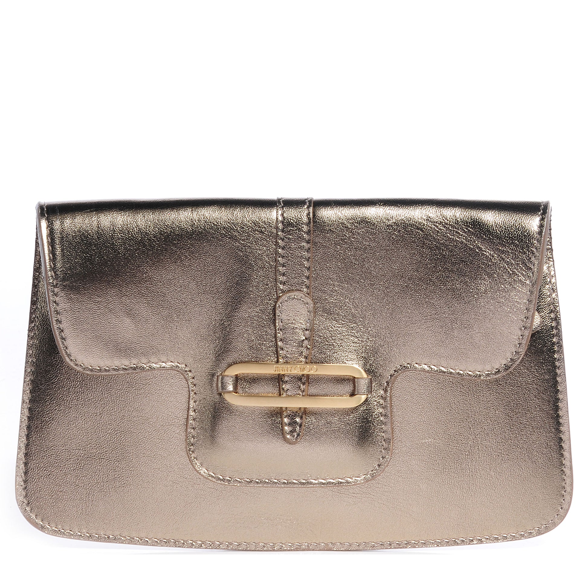 Jimmy Choo Leather Clutch Bag Metallic Gold 1 of 8