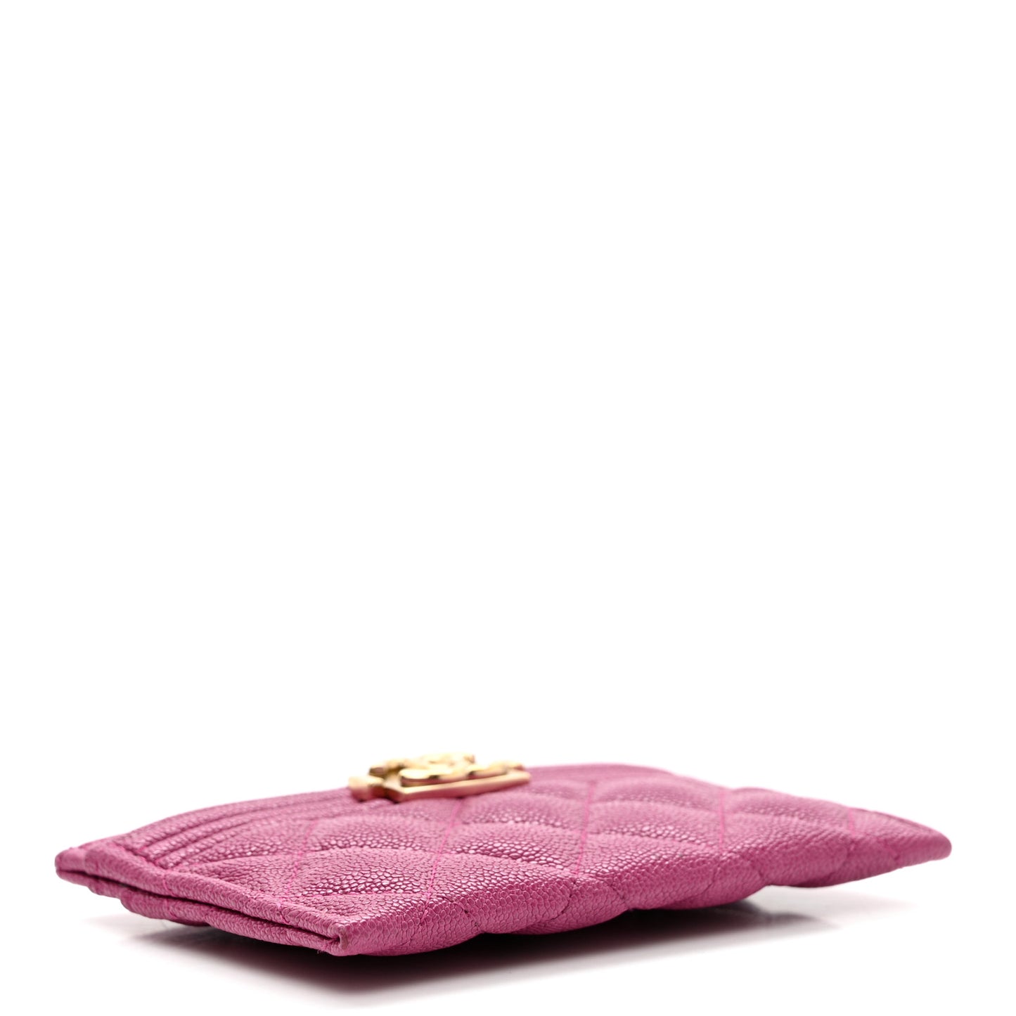 Caviar Quilted Boy Card Holder Fuchsia
