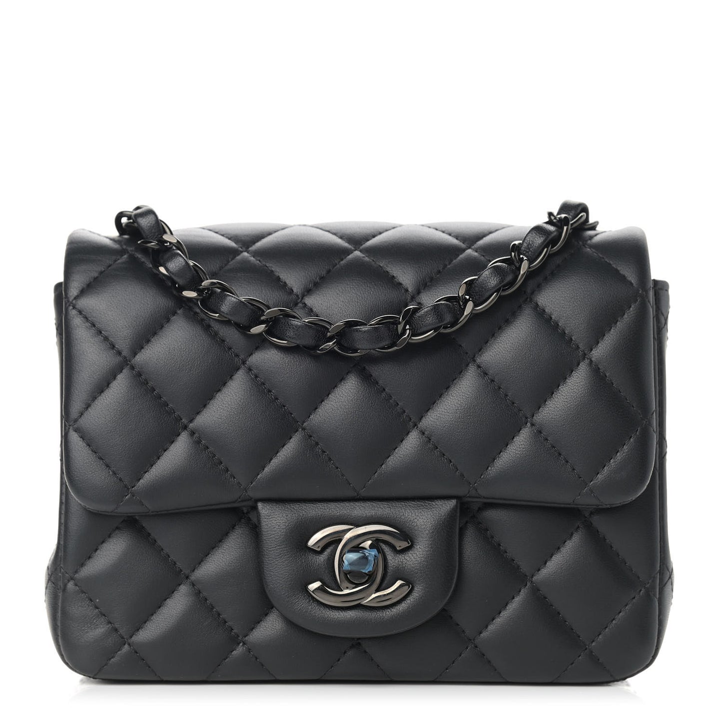 Lambskin Quilted Mini Square Flap So Black