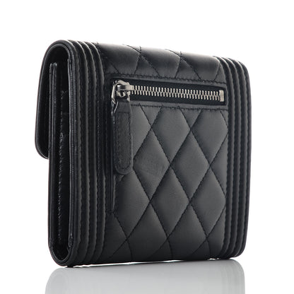 Chanel Lambskin Quilted Compact Boy Wallet Black 3 of 8