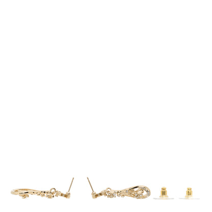 Chanel Pearl Crystal CC Flower Drop Earrings Gold 4 of 5