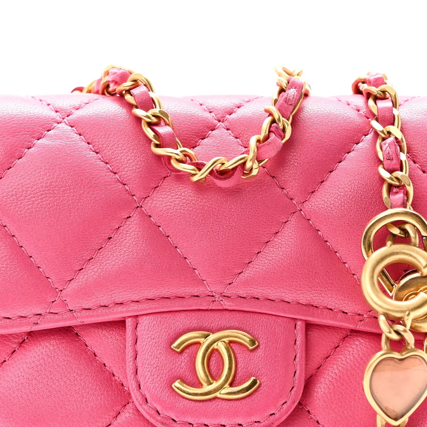 Chanel Lambskin Enamel Quilted Mini Chain Belt Bag Pink 9 of 11